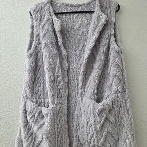 Gray Fuzzy Sleeveless Vest